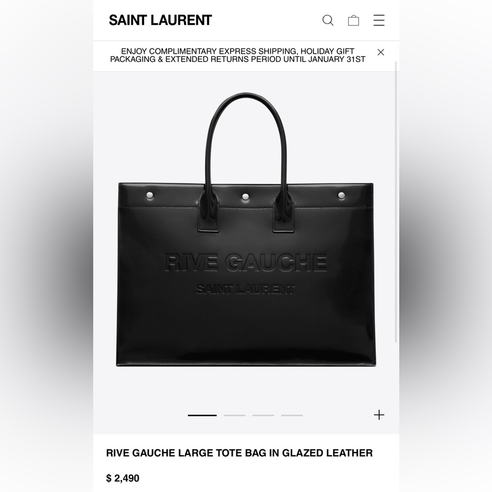 Saint Laurent Glazed Leather Rive Gauche Tote